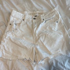 american eagle white jean shorts